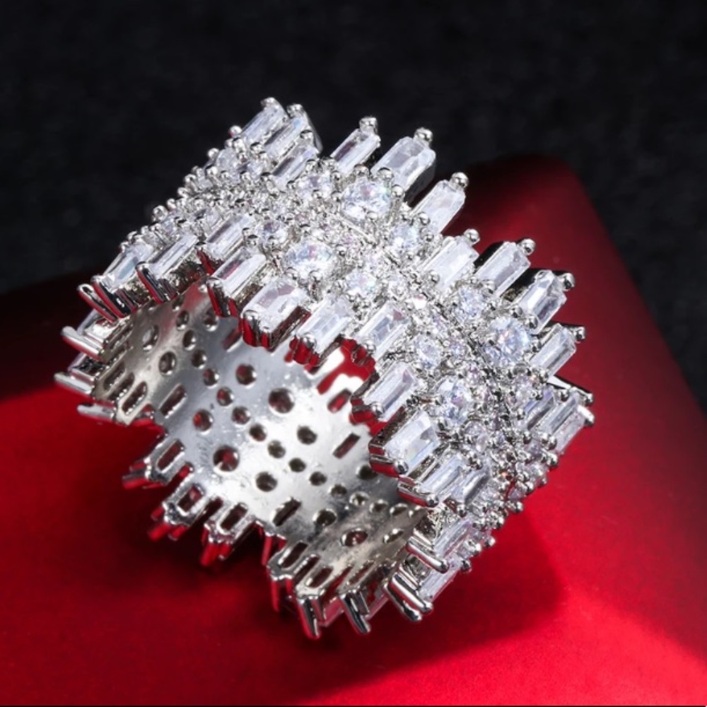 18K white gold plated shiny ring - Picture 4 of 7